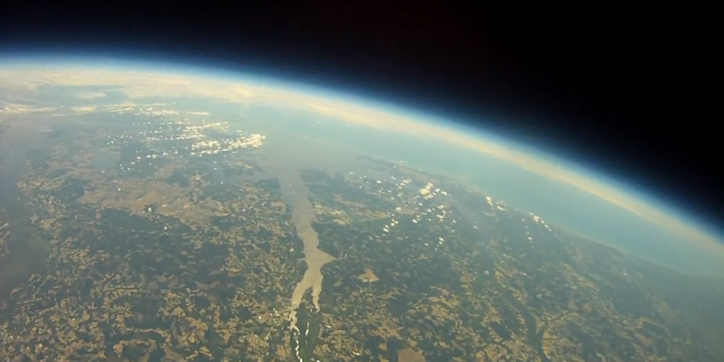 A view of the Pamlico River from the Edgecombe Community College high-altitude balloon