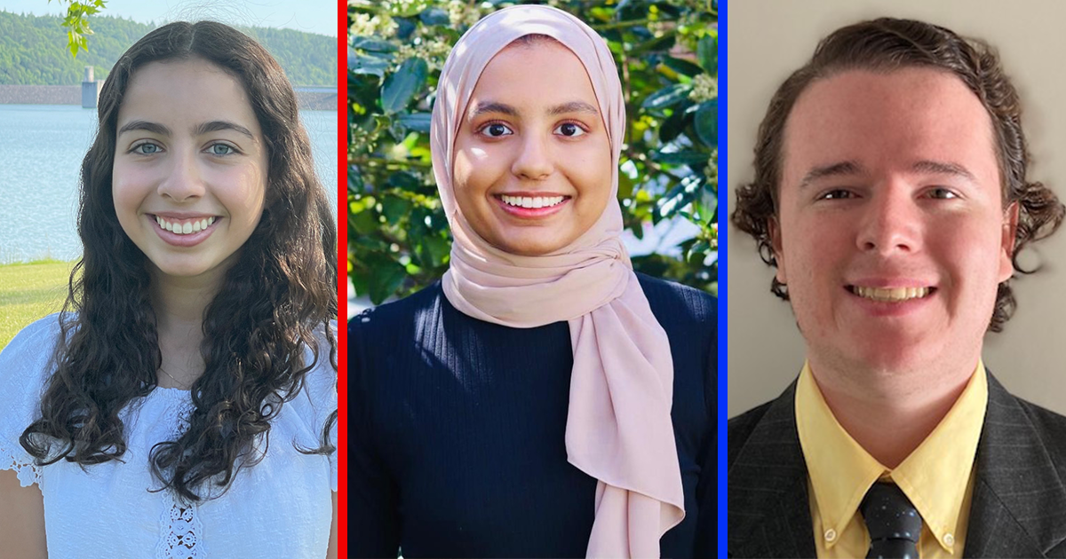 Three 2021 interns in a row, Alexandria Rivera, Mariam Shah and Patrick Wilson