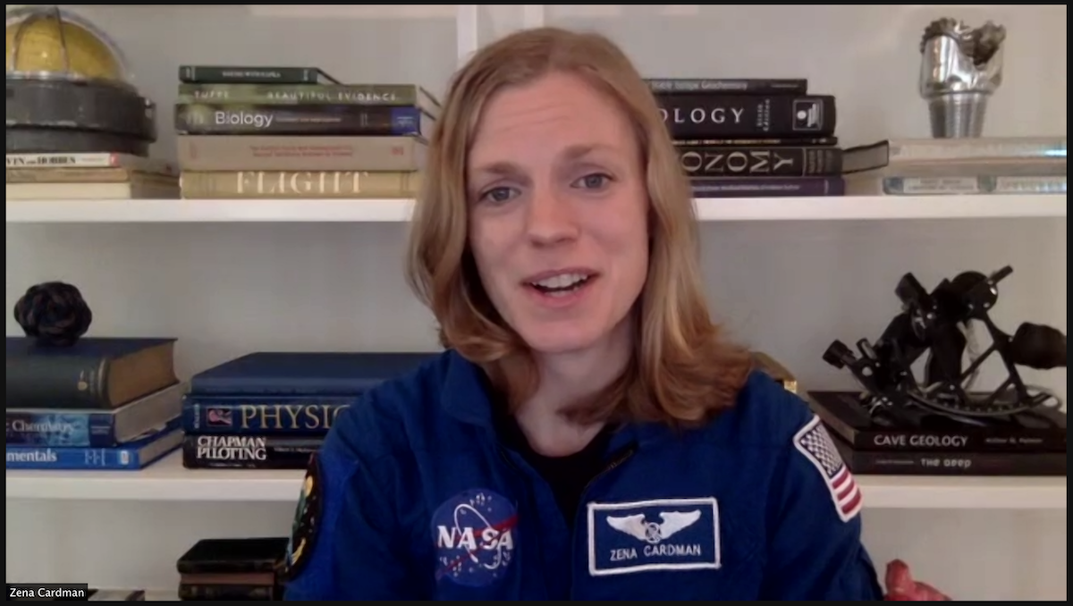 NASA astronaut Zena Cardman delivers the NC Space Symposium keynote via Zoom