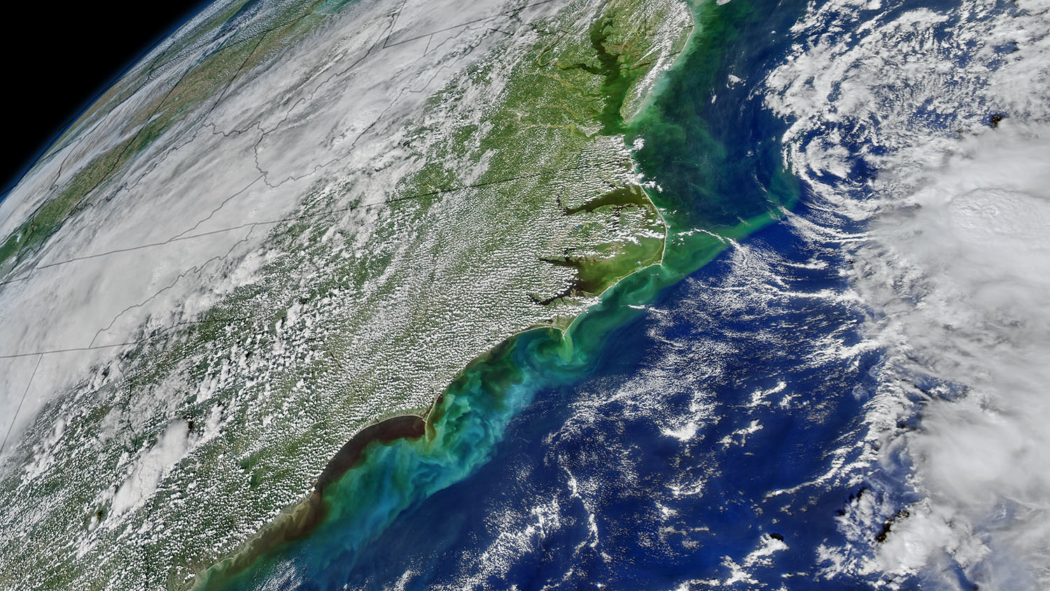 Satellite image of the US East Coast and runoff after Hurricane Florence in 2018