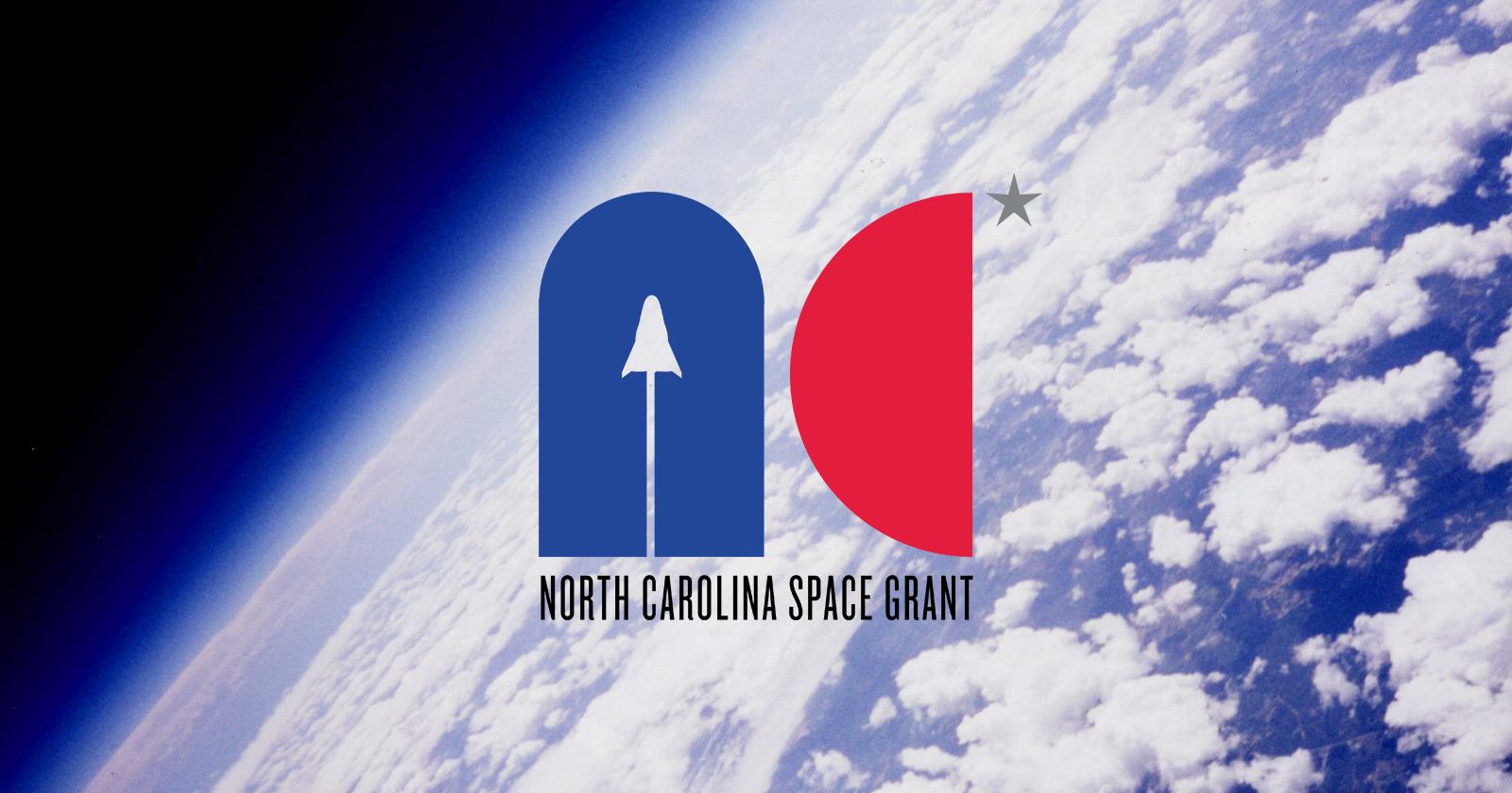High-altitude balloon image of Earth with NC Space Grant logo