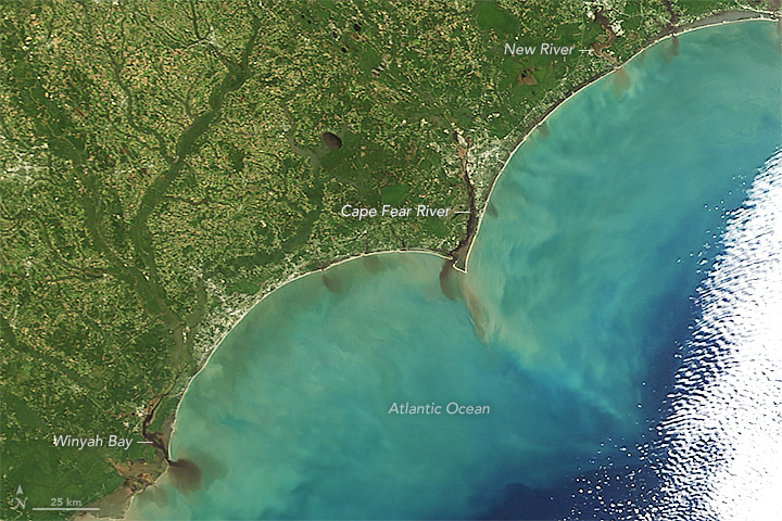 Satellite image of North Carolina coast on Oct. 9, 2016 after Hurricane Matthew. 